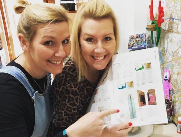 Carrie and Tori, Nailpad creators with press coverage of their new Nailpad prodcut helping paint nails at home
